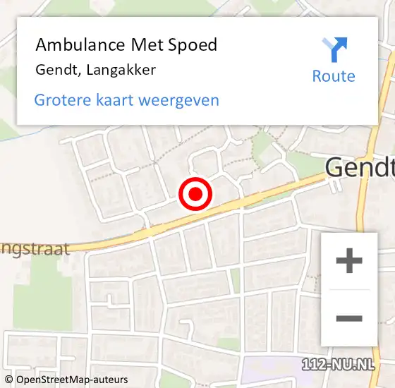Locatie op kaart van de 112 melding: Ambulance Met Spoed Naar Gendt, Langakker op 15 juli 2022 14:06