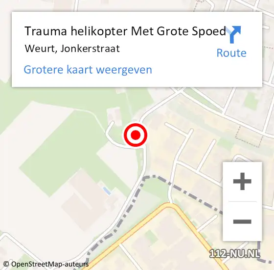 Locatie op kaart van de 112 melding: Trauma helikopter Met Grote Spoed Naar Weurt, Jonkerstraat op 15 juli 2022 15:24