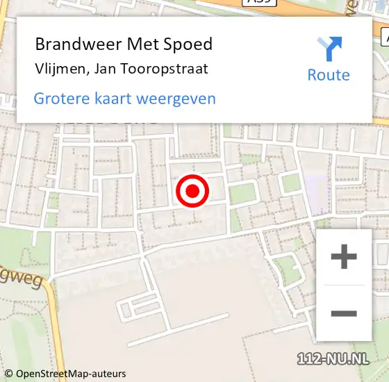 Locatie op kaart van de 112 melding: Brandweer Met Spoed Naar Vlijmen, Jan Tooropstraat op 15 juli 2022 15:57
