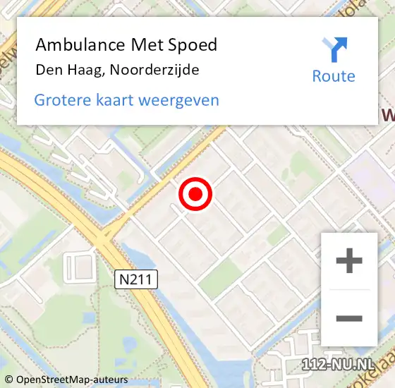 Locatie op kaart van de 112 melding: Ambulance Met Spoed Naar Den Haag, Noorderzijde op 15 juli 2022 18:29