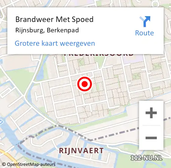 Locatie op kaart van de 112 melding: Brandweer Met Spoed Naar Rijnsburg, Berkenpad op 15 juli 2022 20:12