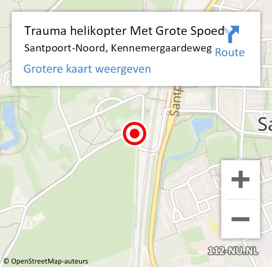 Locatie op kaart van de 112 melding: Trauma helikopter Met Grote Spoed Naar Santpoort-Noord, Kennemergaardeweg op 15 juli 2022 21:11