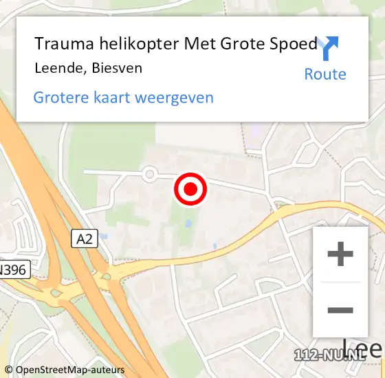 Locatie op kaart van de 112 melding: Trauma helikopter Met Grote Spoed Naar Leende, Biesven op 15 juli 2022 23:47