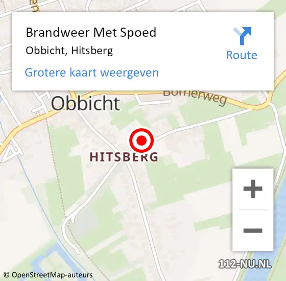 Locatie op kaart van de 112 melding: Brandweer Met Spoed Naar Obbicht, Hitsberg op 16 juli 2022 00:51