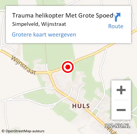 Locatie op kaart van de 112 melding: Trauma helikopter Met Grote Spoed Naar Simpelveld, Wijnstraat op 16 juli 2022 00:52
