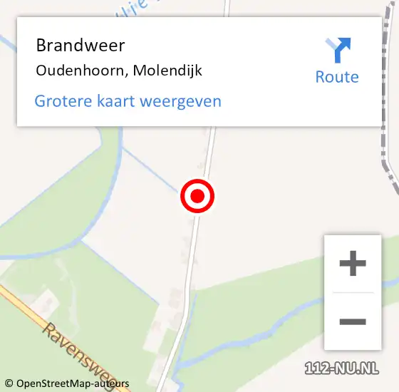 Locatie op kaart van de 112 melding: Brandweer Oudenhoorn, Molendijk op 16 juli 2022 01:41