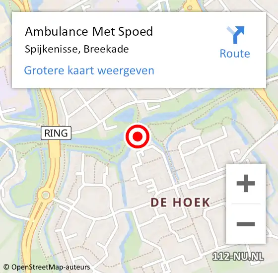 Locatie op kaart van de 112 melding: Ambulance Met Spoed Naar Spijkenisse, Breekade op 16 juli 2022 02:08