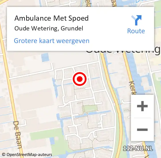 Locatie op kaart van de 112 melding: Ambulance Met Spoed Naar Oude Wetering, Grundel op 16 juli 2022 02:42