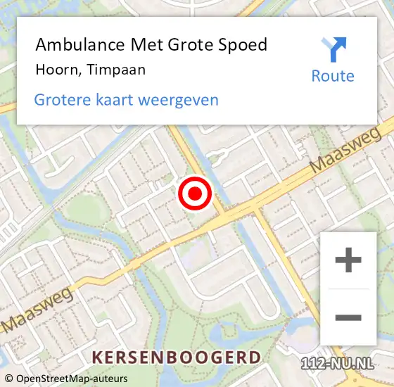 Locatie op kaart van de 112 melding: Ambulance Met Grote Spoed Naar Hoorn, Timpaan op 16 juli 2022 08:24