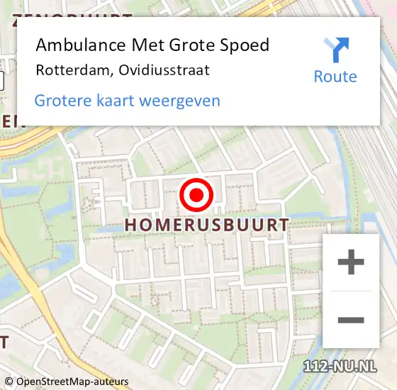 Locatie op kaart van de 112 melding: Ambulance Met Grote Spoed Naar Rotterdam, Ovidiusstraat op 16 juli 2022 10:32