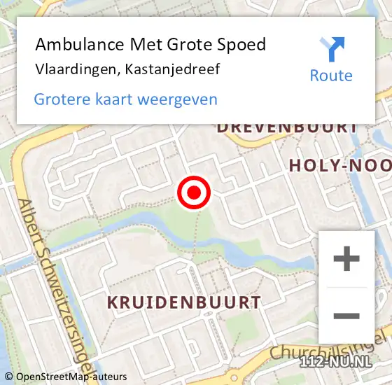Locatie op kaart van de 112 melding: Ambulance Met Grote Spoed Naar Vlaardingen, Kastanjedreef op 16 juli 2022 10:50