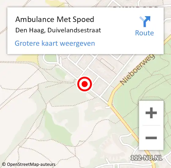 Locatie op kaart van de 112 melding: Ambulance Met Spoed Naar Den Haag, Duivelandsestraat op 16 juli 2022 11:35