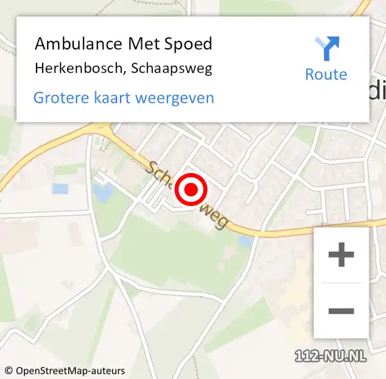 Locatie op kaart van de 112 melding: Ambulance Met Spoed Naar Herkenbosch, Schaapsweg op 16 juli 2022 11:37