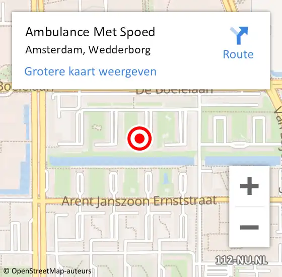 Locatie op kaart van de 112 melding: Ambulance Met Spoed Naar Amsterdam, Wedderborg op 16 juli 2022 12:53