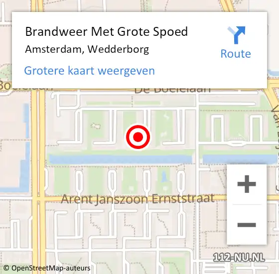 Locatie op kaart van de 112 melding: Brandweer Met Grote Spoed Naar Amsterdam, Wedderborg op 16 juli 2022 12:54