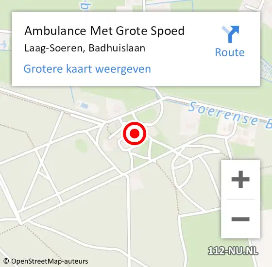 Locatie op kaart van de 112 melding: Ambulance Met Grote Spoed Naar Laag-Soeren, Badhuislaan op 16 juli 2022 15:26