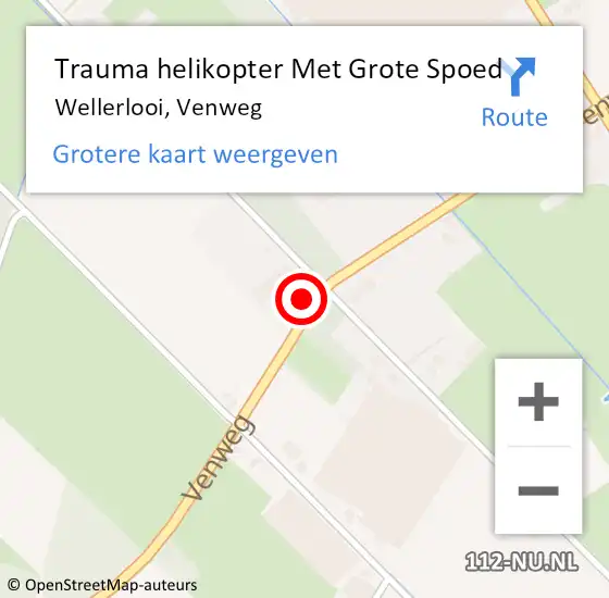 Locatie op kaart van de 112 melding: Trauma helikopter Met Grote Spoed Naar Wellerlooi, Venweg op 16 juli 2022 15:45