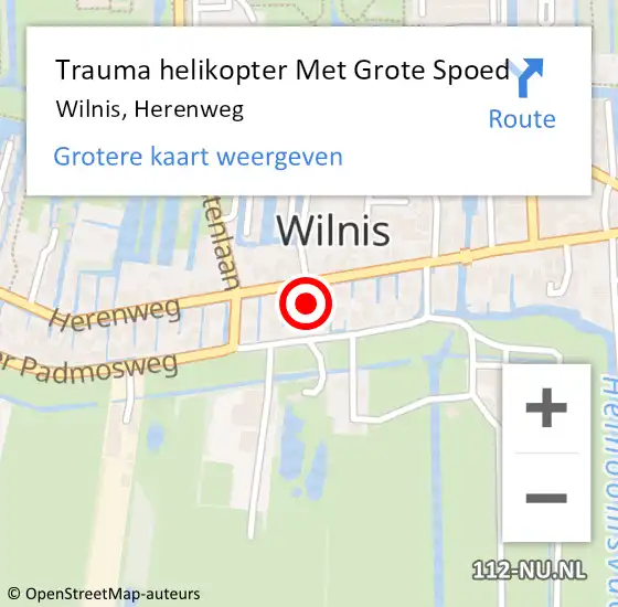 Locatie op kaart van de 112 melding: Trauma helikopter Met Grote Spoed Naar Wilnis, Herenweg op 16 juli 2022 15:52