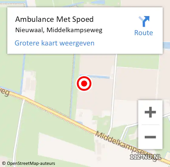 Locatie op kaart van de 112 melding: Ambulance Met Spoed Naar Nieuwaal, Middelkampseweg op 16 juli 2022 16:43