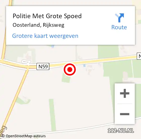 Locatie op kaart van de 112 melding: Politie Met Grote Spoed Naar Oosterland, Rijksweg op 16 juli 2022 17:16