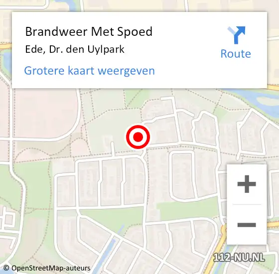 Locatie op kaart van de 112 melding: Brandweer Met Spoed Naar Ede, Dr. den Uylpark op 16 juli 2022 18:06