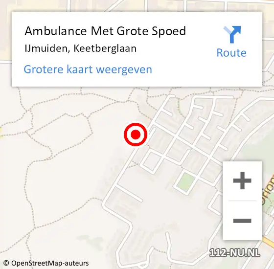 Locatie op kaart van de 112 melding: Ambulance Met Grote Spoed Naar IJmuiden, Keetberglaan op 16 juli 2022 18:09