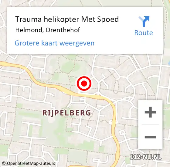 Locatie op kaart van de 112 melding: Trauma helikopter Met Spoed Naar Helmond, Drenthehof op 16 juli 2022 19:26