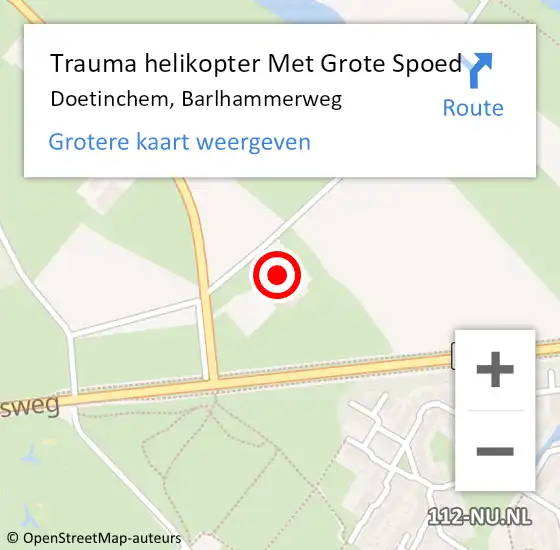 Locatie op kaart van de 112 melding: Trauma helikopter Met Grote Spoed Naar Doetinchem, Barlhammerweg op 16 juli 2022 21:07