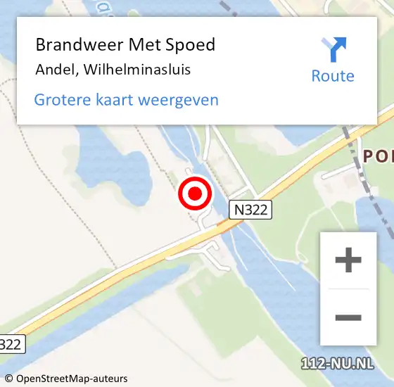 Locatie op kaart van de 112 melding: Brandweer Met Spoed Naar Andel, Wilhelminasluis op 16 juli 2022 21:30