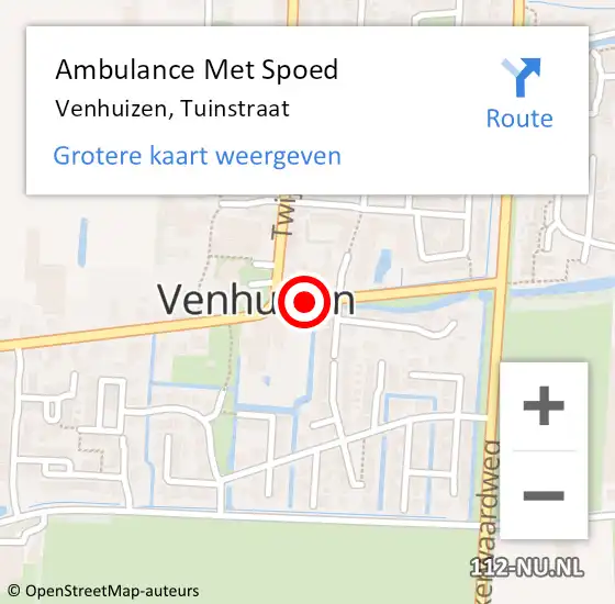 Locatie op kaart van de 112 melding: Ambulance Met Spoed Naar Venhuizen, Tuinstraat op 16 juli 2022 22:34