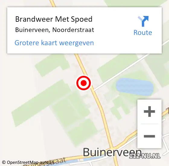 Locatie op kaart van de 112 melding: Brandweer Met Spoed Naar Buinerveen, Noorderstraat op 16 juli 2022 23:41