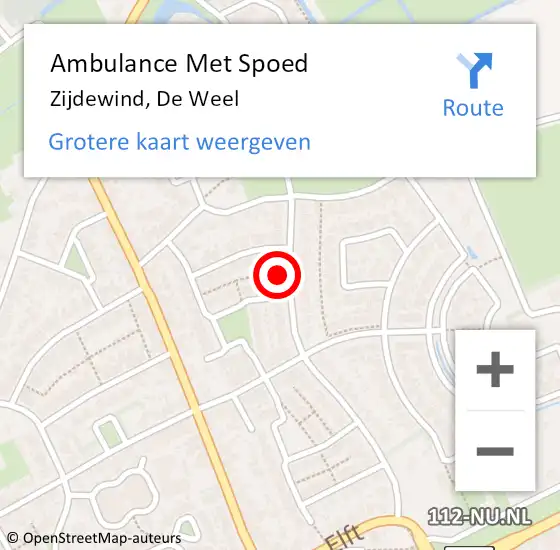 Locatie op kaart van de 112 melding: Ambulance Met Spoed Naar Zijdewind, De Weel op 17 juli 2022 00:09