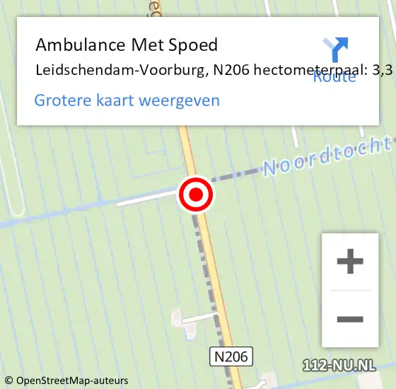 Locatie op kaart van de 112 melding: Ambulance Met Spoed Naar Leidschendam-Voorburg, N206 hectometerpaal: 3,3 op 17 juli 2022 01:32