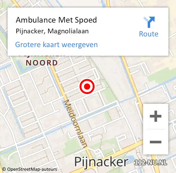 Locatie op kaart van de 112 melding: Ambulance Met Spoed Naar Pijnacker, Magnolialaan op 17 juli 2022 02:13