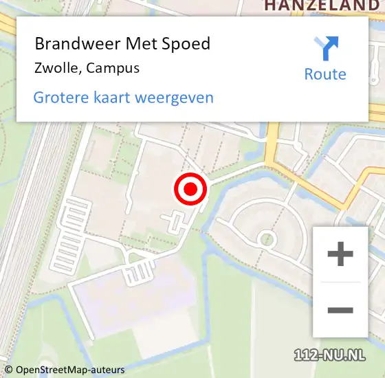 Locatie op kaart van de 112 melding: Brandweer Met Spoed Naar Zwolle, Campus op 17 juli 2022 02:16