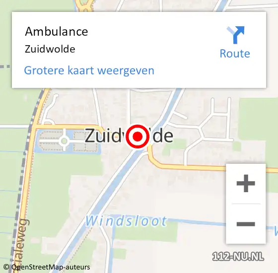 Locatie op kaart van de 112 melding: Ambulance Zuidwolde op 17 juli 2022 03:04