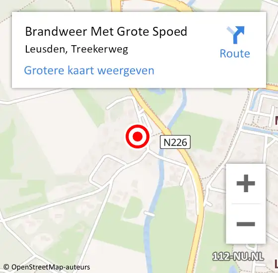 Locatie op kaart van de 112 melding: Brandweer Met Grote Spoed Naar Leusden, Treekerweg op 17 juli 2022 05:48