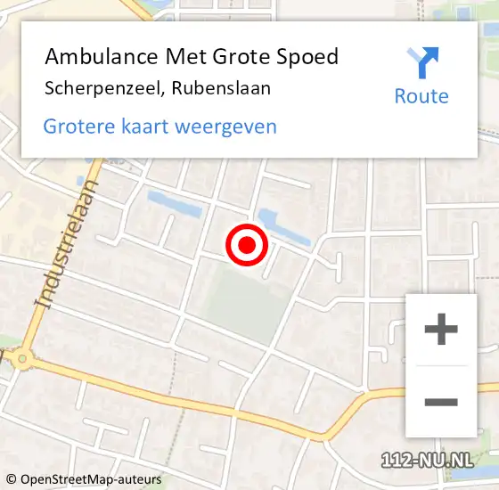 Locatie op kaart van de 112 melding: Ambulance Met Grote Spoed Naar Scherpenzeel, Rubenslaan op 17 juli 2022 08:39