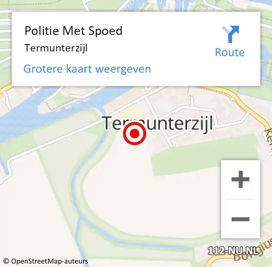 Locatie op kaart van de 112 melding: Politie Met Spoed Naar Termunterzijl op 17 juli 2022 08:45