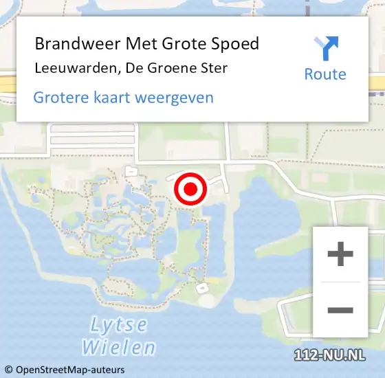Locatie op kaart van de 112 melding: Brandweer Met Grote Spoed Naar Leeuwarden, De Groene Ster op 17 juli 2022 08:47