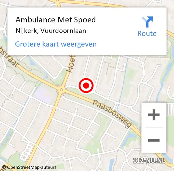 Locatie op kaart van de 112 melding: Ambulance Met Spoed Naar Nijkerk, Vuurdoornlaan op 17 juli 2022 10:25
