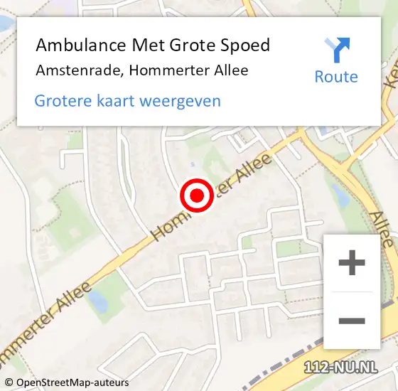 Locatie op kaart van de 112 melding: Ambulance Met Grote Spoed Naar Amstenrade, Hommerter Allee op 17 juli 2022 10:40