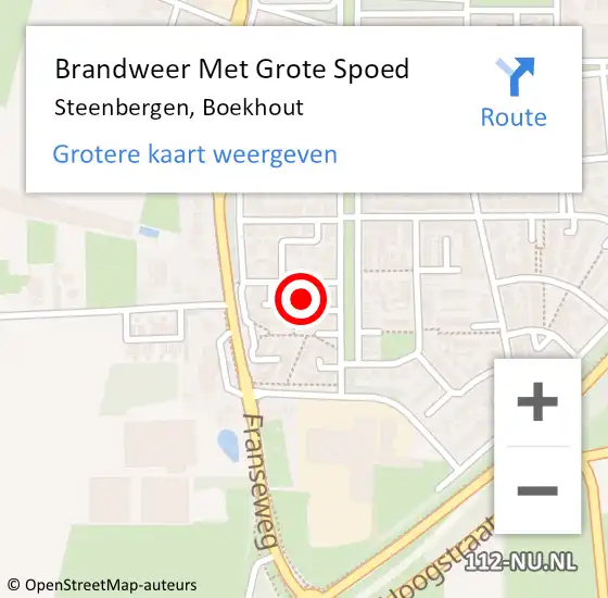 Locatie op kaart van de 112 melding: Brandweer Met Grote Spoed Naar Steenbergen, Boekhout op 17 juli 2022 11:20