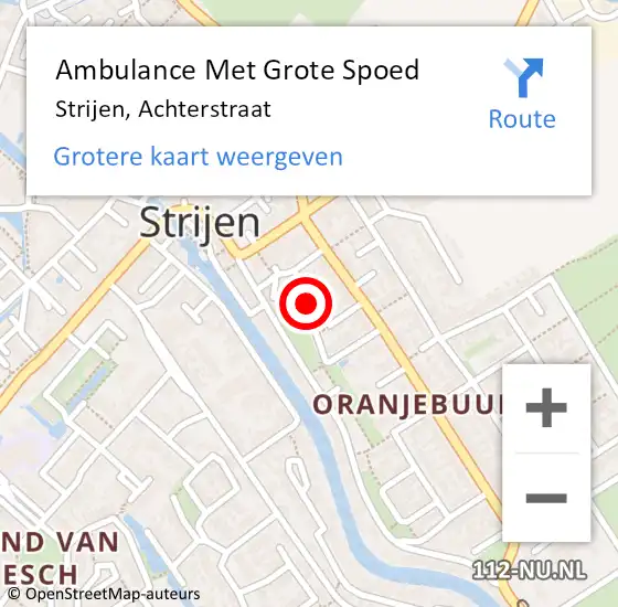 Locatie op kaart van de 112 melding: Ambulance Met Grote Spoed Naar Strijen, Achterstraat op 17 juli 2022 11:56