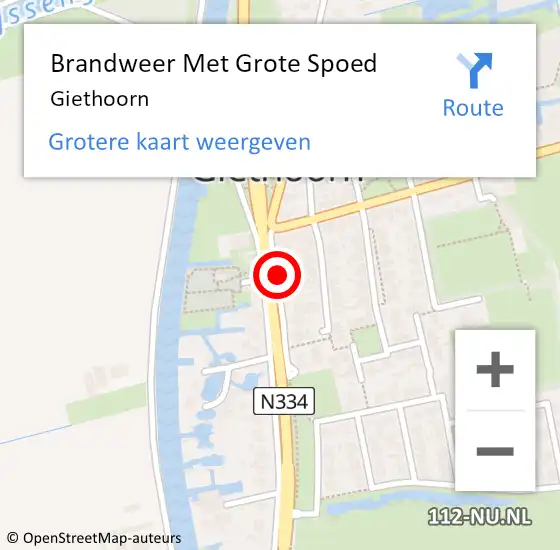 Locatie op kaart van de 112 melding: Brandweer Met Grote Spoed Naar Giethoorn op 17 juli 2022 12:32