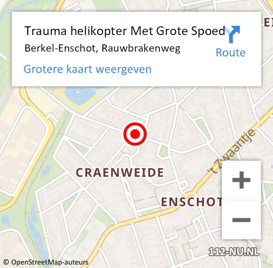 Locatie op kaart van de 112 melding: Trauma helikopter Met Grote Spoed Naar Berkel-Enschot, Rauwbrakenweg op 17 juli 2022 12:53