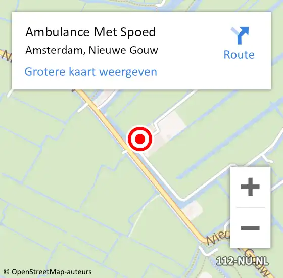 Locatie op kaart van de 112 melding: Ambulance Met Spoed Naar Amsterdam, Nieuwe Gouw op 17 juli 2022 13:04