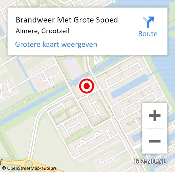 Locatie op kaart van de 112 melding: Brandweer Met Grote Spoed Naar Almere, Grootzeil op 17 juli 2022 13:22