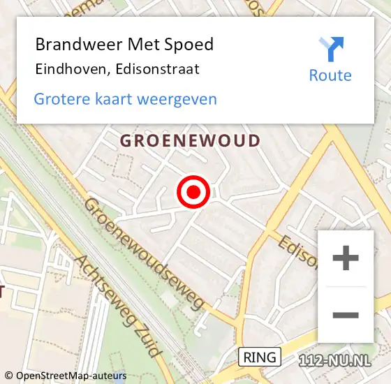 Locatie op kaart van de 112 melding: Brandweer Met Spoed Naar Eindhoven, Edisonstraat op 17 juli 2022 13:31