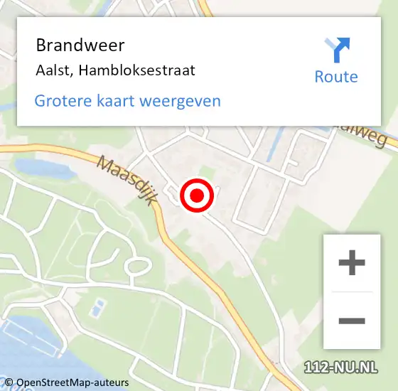 Locatie op kaart van de 112 melding: Brandweer Aalst, Hambloksestraat op 17 juli 2022 13:46